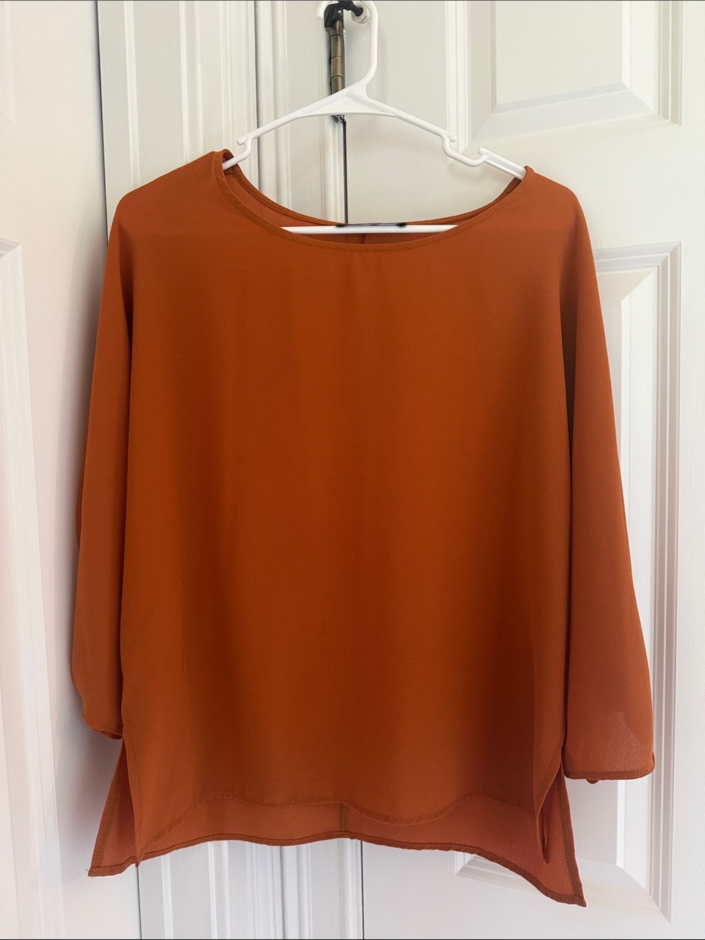 Anna Grace Rust Orange Boatneck Blouse